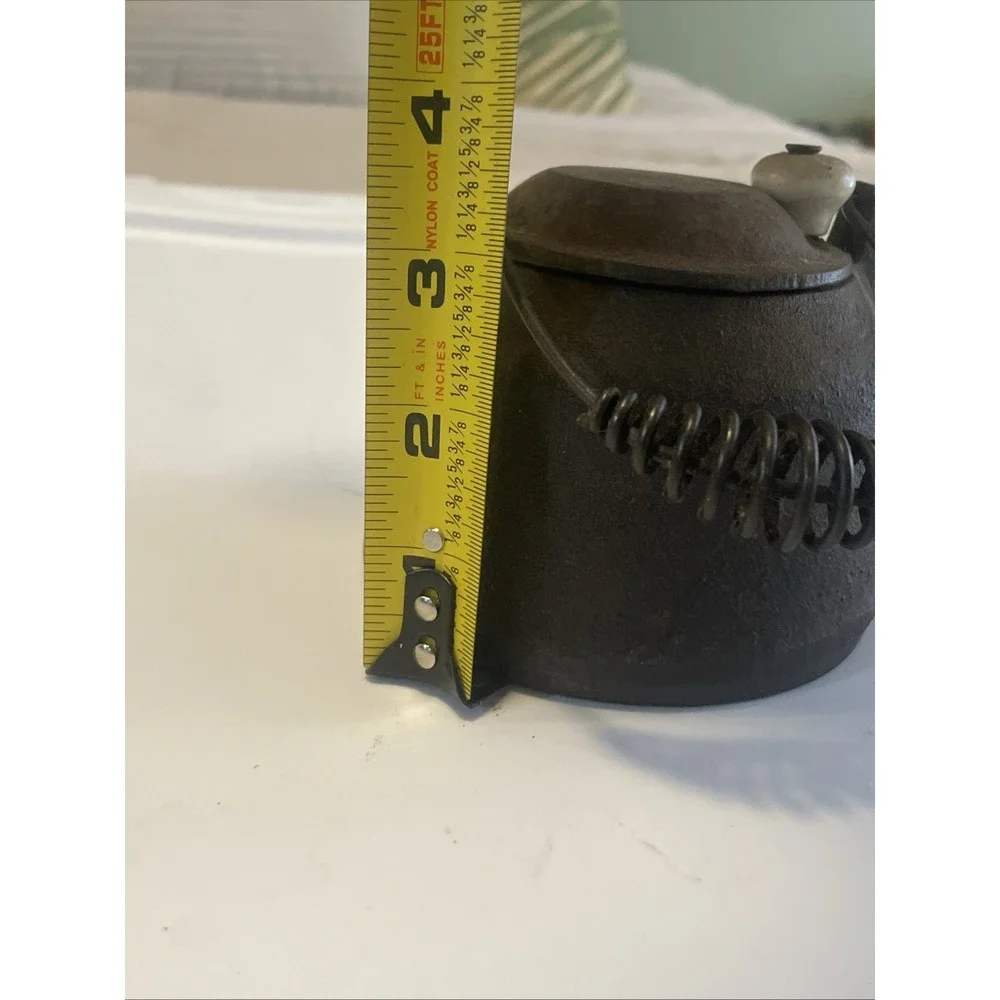 Vtg Wagner Ware Cast Iron Tea Kettle Sidney Ohio Swivel Lid Wire Handle Rustic